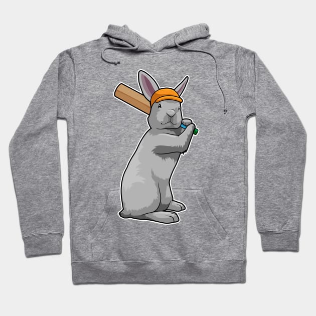 Rabbit at Cricket with Cricket bat Hoodie by Markus Schnabel